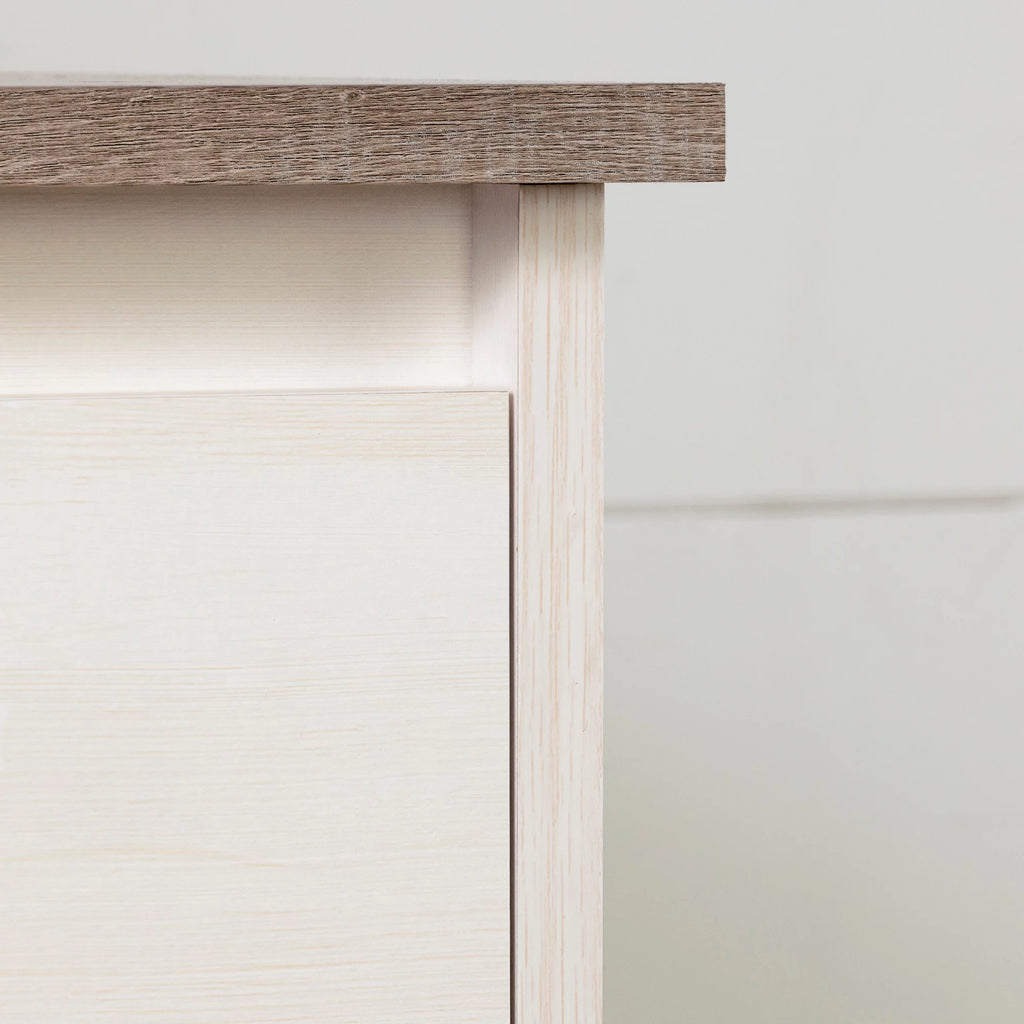 White and Weathered Oak 6 Drawer Double Dresser J398778