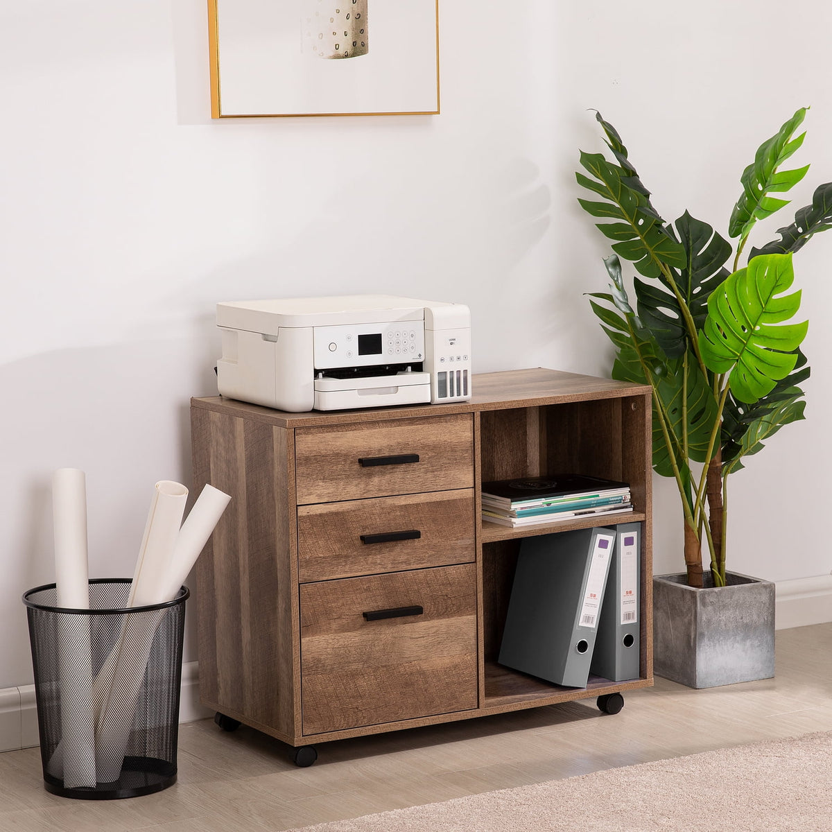 White 5 Drawer Storage Cabinet with Shelf A7364