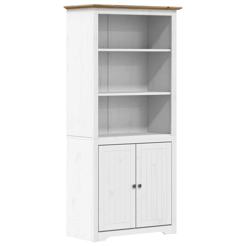 White and Brown Solid Wood Pine Bookcase Q7056