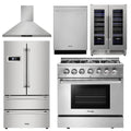 36 Propane Dual Fuel Range, Range Hood, Refrigerator, Dishwasher, Wine Cooler E190