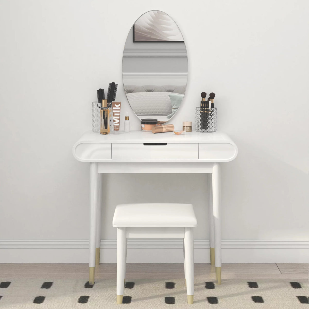 White Makeup Vanity Table Set with Stool D935
