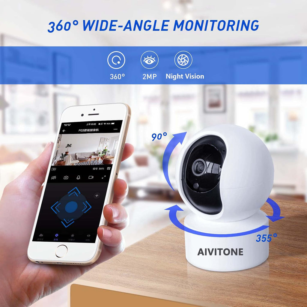 1080P HD Indoor Pan/Tilt WiFi Security Camera with Night Vision Pack of 2 P785360