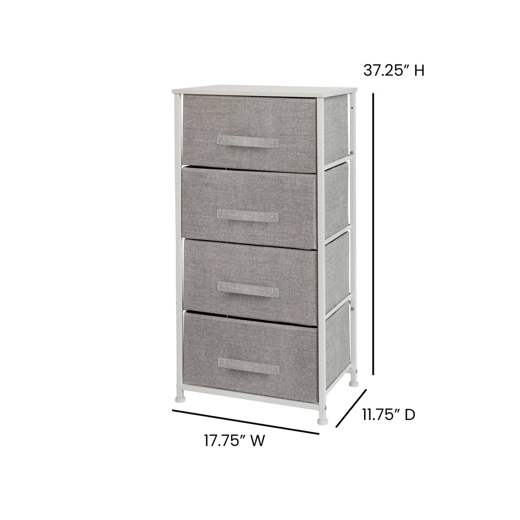 White 4 Drawer Fabric Storage Dresser O460813
