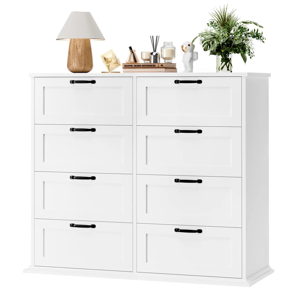 White 8 Drawer Wood Dresser F8523