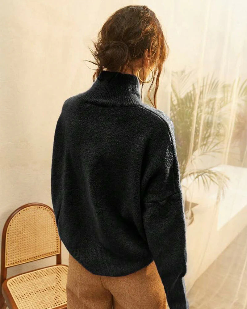 Turtleneck Knit Pullover Sweater Q274601