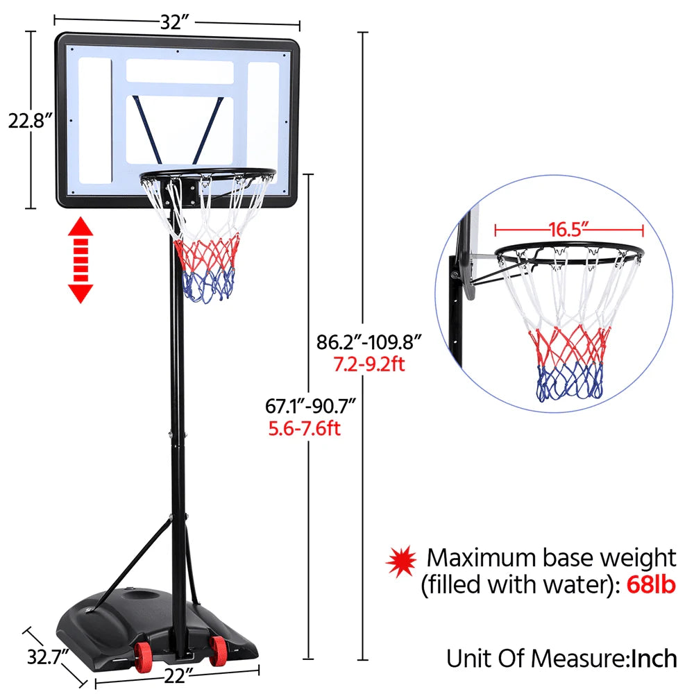 Adjustable Portable Basketball Hoop 7 to 9 Ft S4847