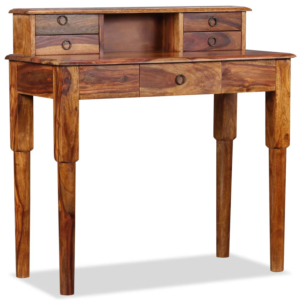 Solid Sheesham Wood Writing Desk with 5 Drawers K8415
