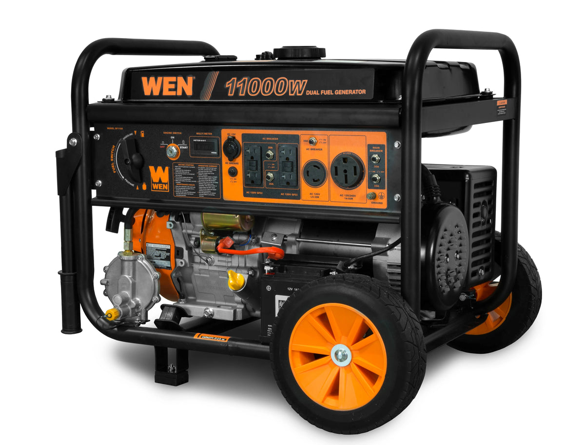 11,000-Watt Dual Fuel Portable Generator with Wheel Kit and Electric Start H711
