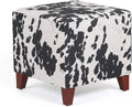 Square Ottoman With Wooden Legs Fabric Footrest O9802