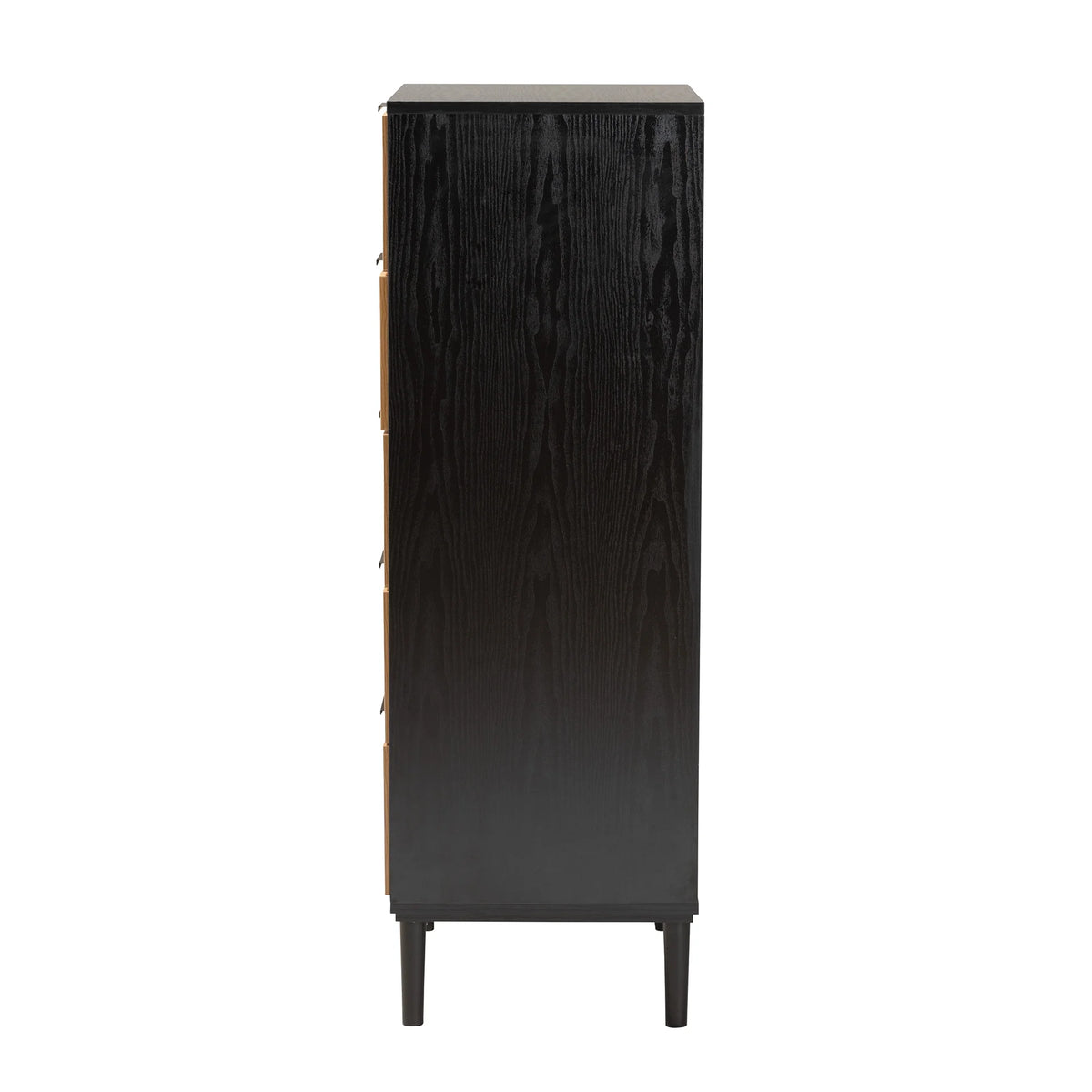 Espresso Brown Wood and Rattan 5-Drawer Storage Cabinet X205