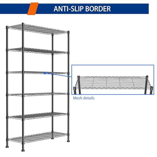 6 Wire Shelving Steel Storage Rack Adjustable Unit Shelves W570277