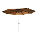 10-ft Taupe Solar Powered Crank Market Patio Umbrella R319041