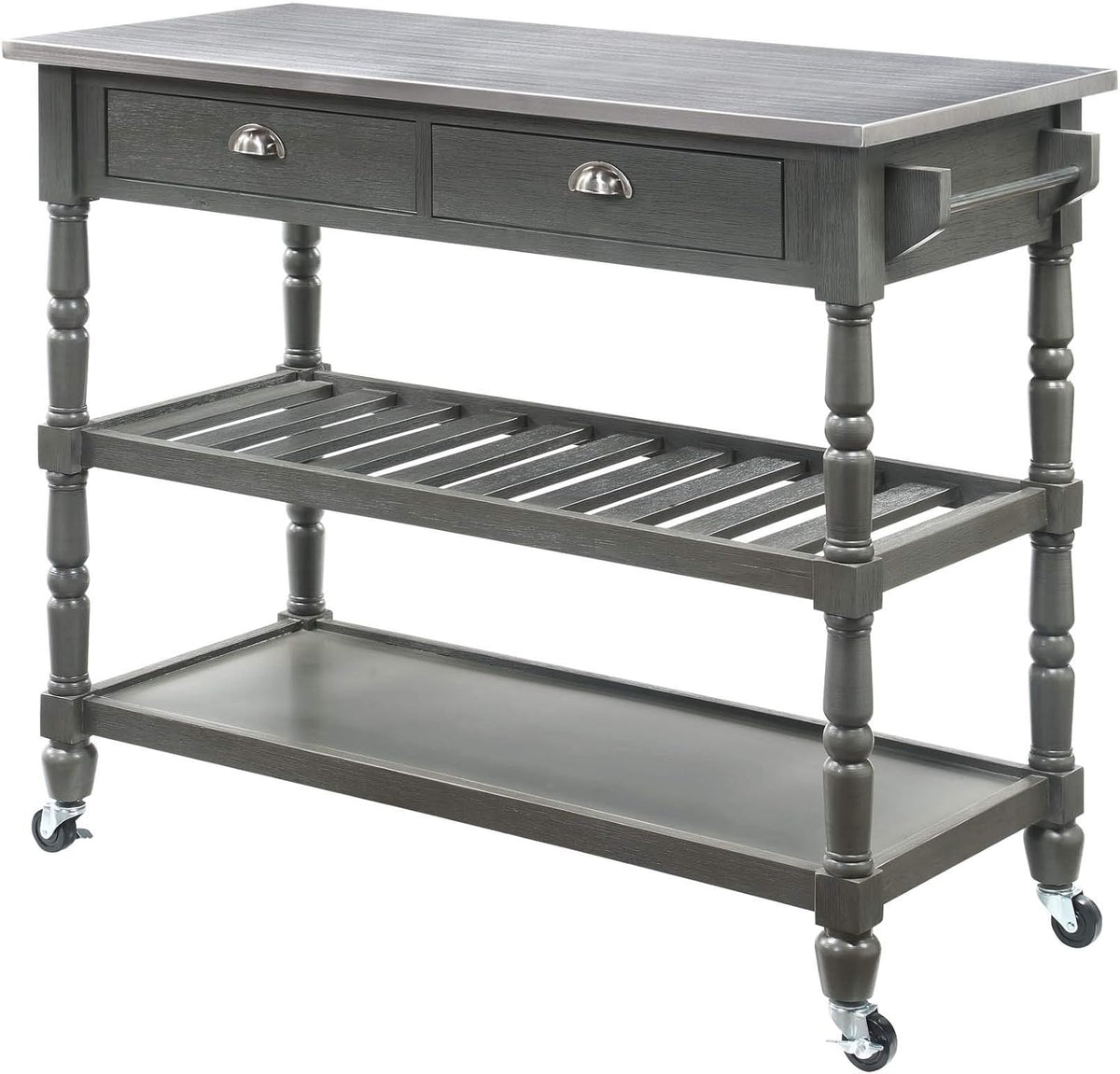 Stainless Steel 3-Tier Kitchen Cart with Drawers X656869