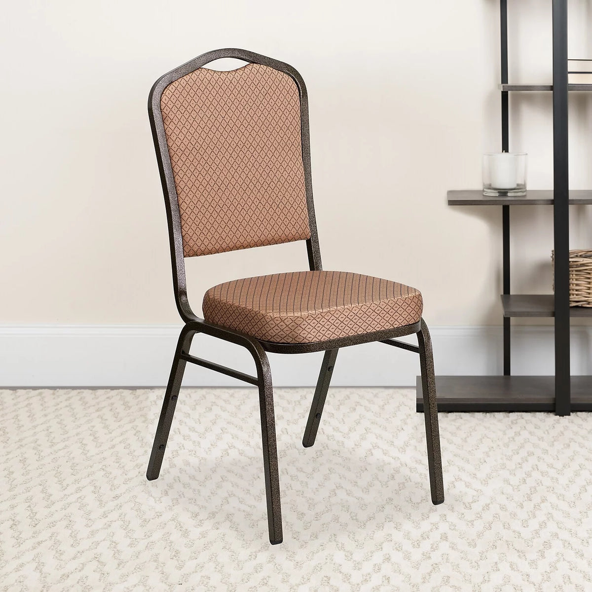 4 Pack Gold Diamond Patterned Fabric Stacking Banquet Chair U831270