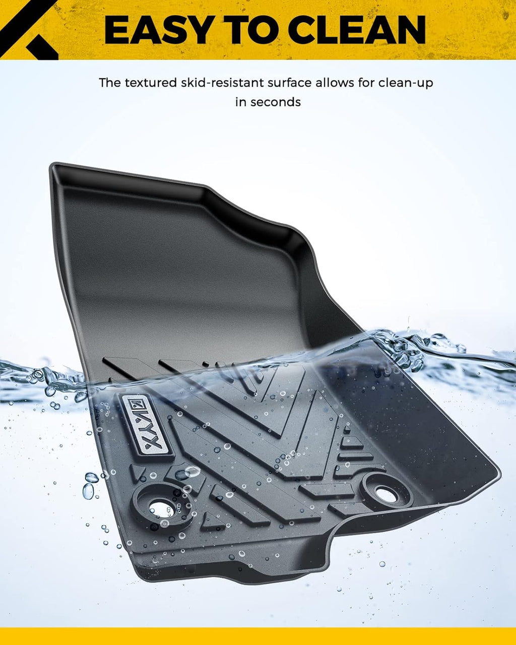 All Weather TPE Black Car Floor Mats 1st and 2nd Row K6141