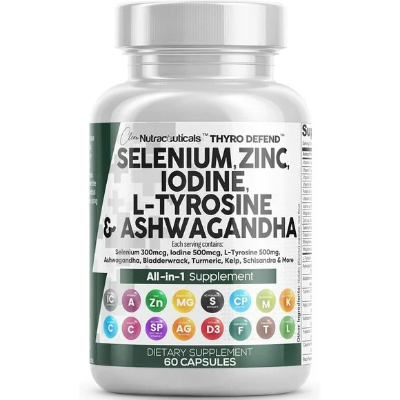 Selenium Zinc Iodine L Tyrosine Ashwagandha 60 Capsules W7349