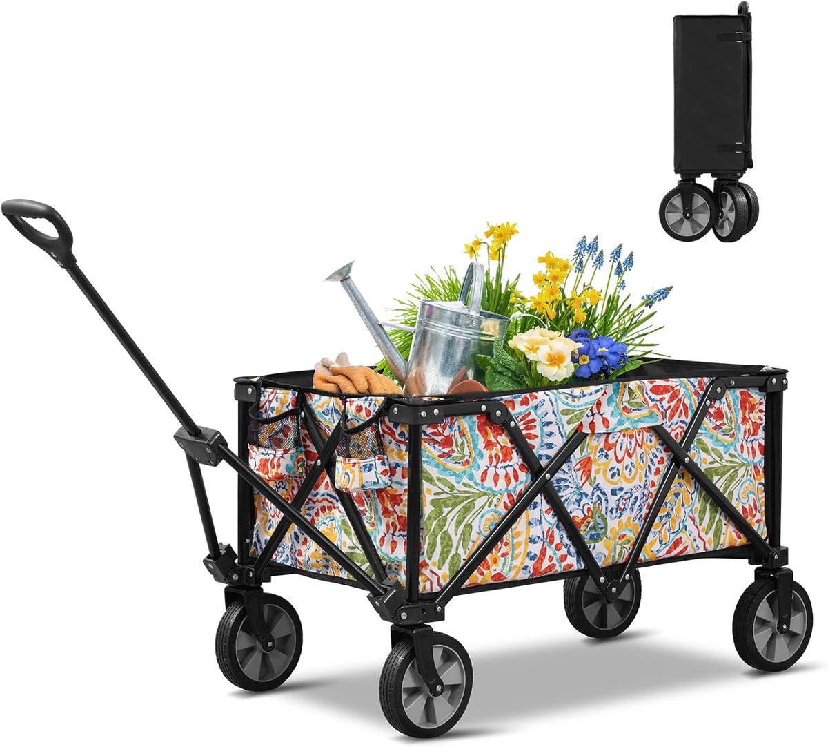 Blue Collapsible Folding Utility Wagon Cart with Wheels S651