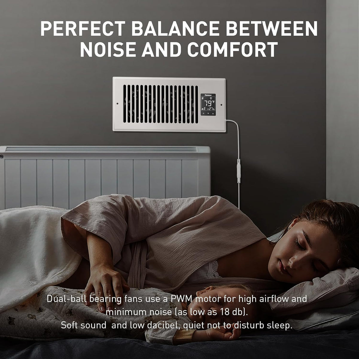 Smart Vent & Quiet Air Booster Register Fan with Humidity Sensor D528