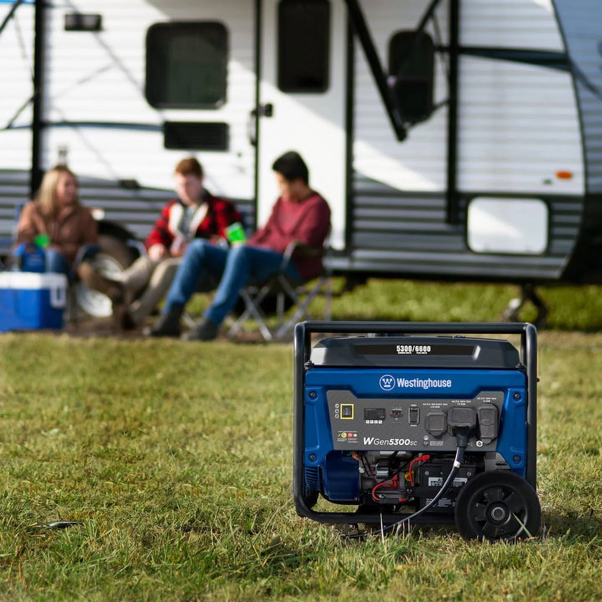 6600 Peak Watt Electric Start Portable Gas Powered Generator with CO Sensor and Wheel Kit W766