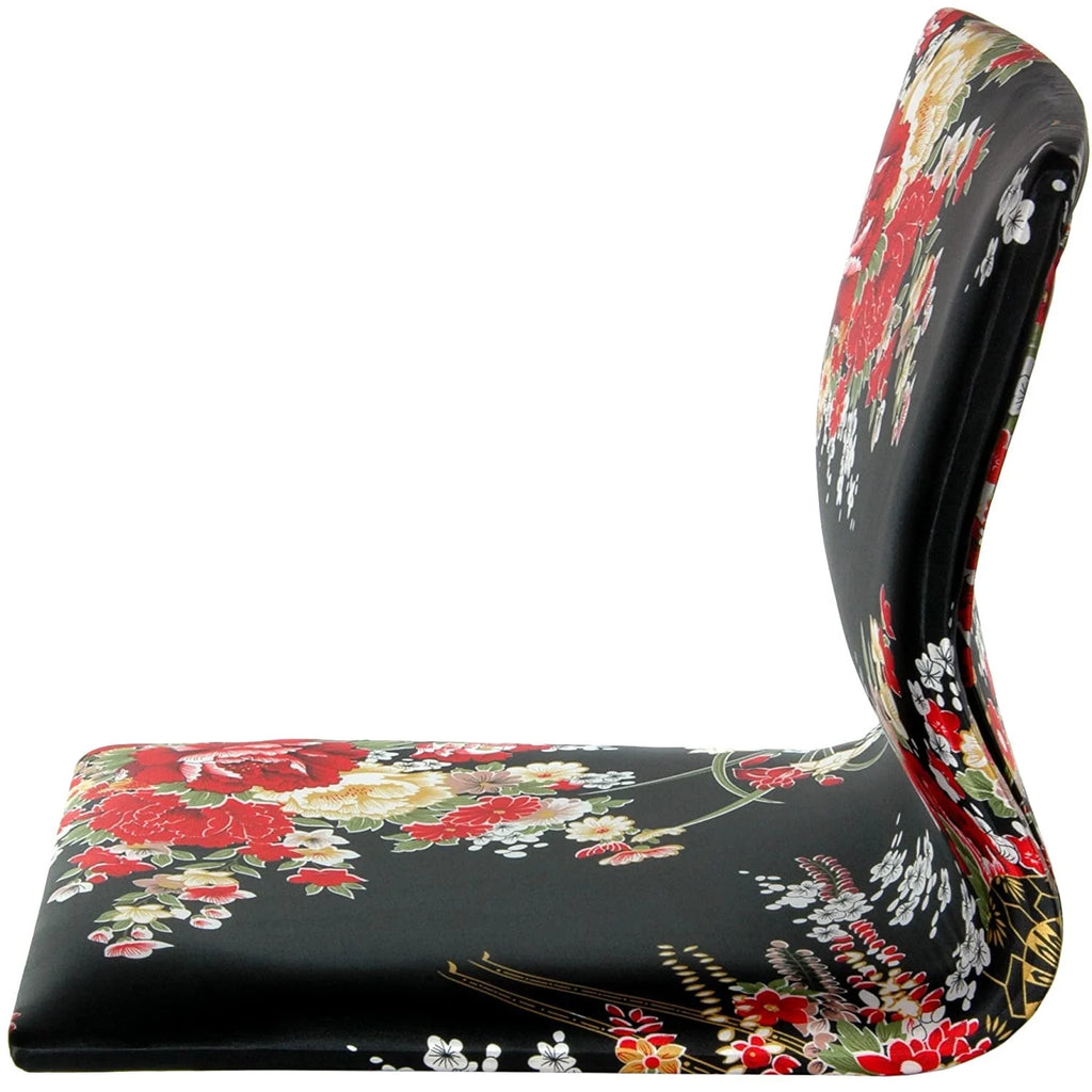 Black & Red Hibiscus Meditation Backrest Chair O925