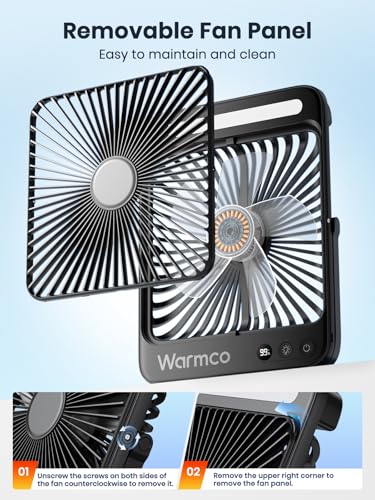 20000mAh 8-inch Portable Rechargeable Camping Desk Fan with LED Light P614