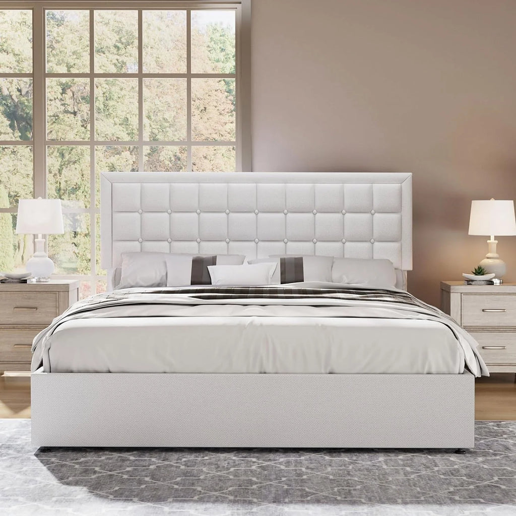 King Size Lift Up Storage Upholstered Platform Bed Frame E600