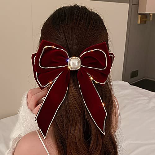 Red Velvet Hair Bow Clip J65707