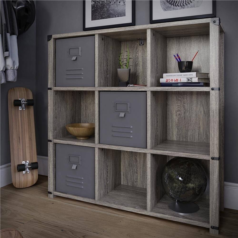 9 Cube Grey Oak Storage Bookcase U55961