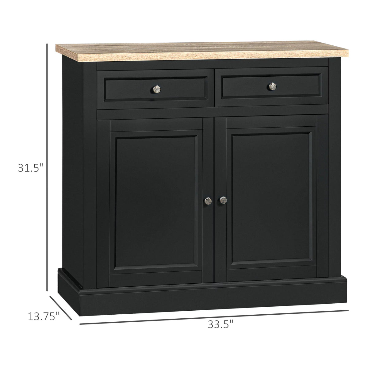 Black Sideboard Buffet Cabinet with 2 Drawers E936676