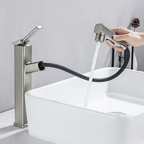 Single Hole Pull Out Bathroom Faucet with Rotating Spout J979