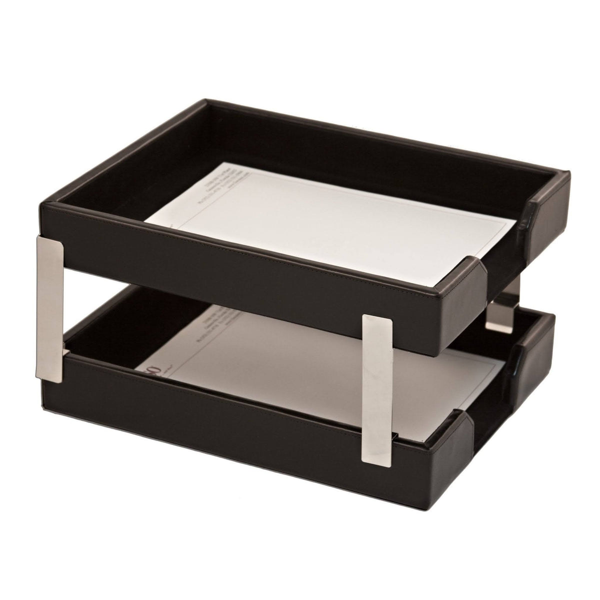 Black Leather Letter Trays I44750