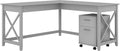 L Shaped Desk with 2 Drawer Mobile File Cabinet, 60W, Cape Cod Gray I8822