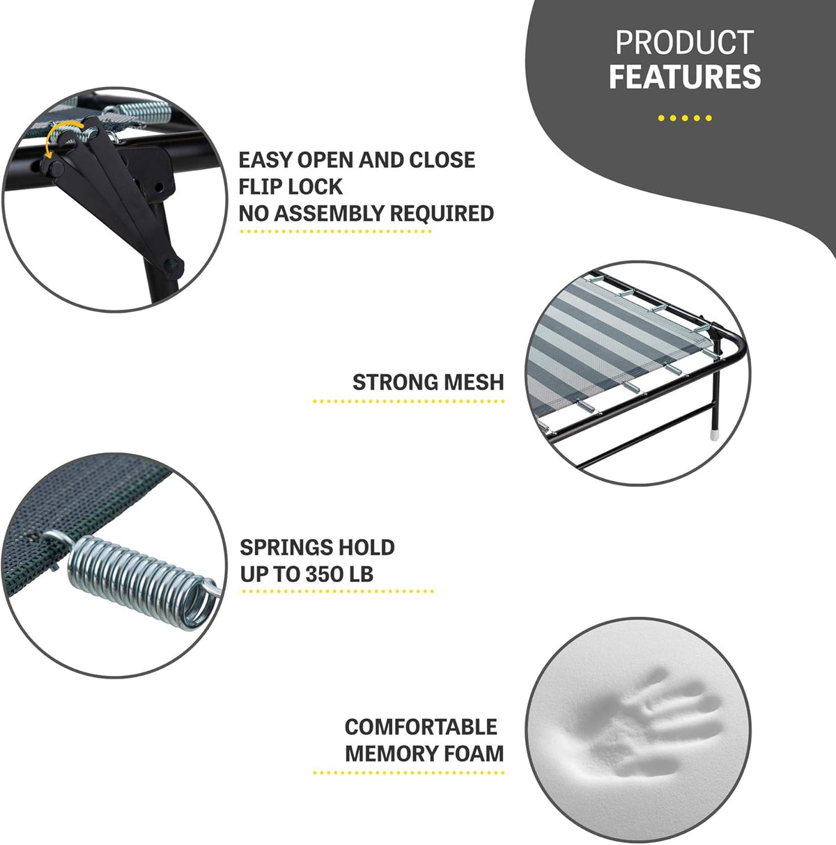 Folding Bed with Memory Foam Mattress and Carrying Bag R15347