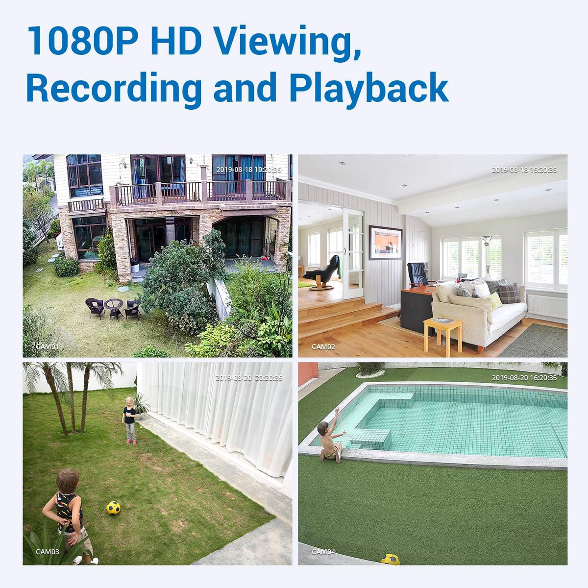 1080P 4 Pcs Security Camera System with 1TB Hard Drive A3161