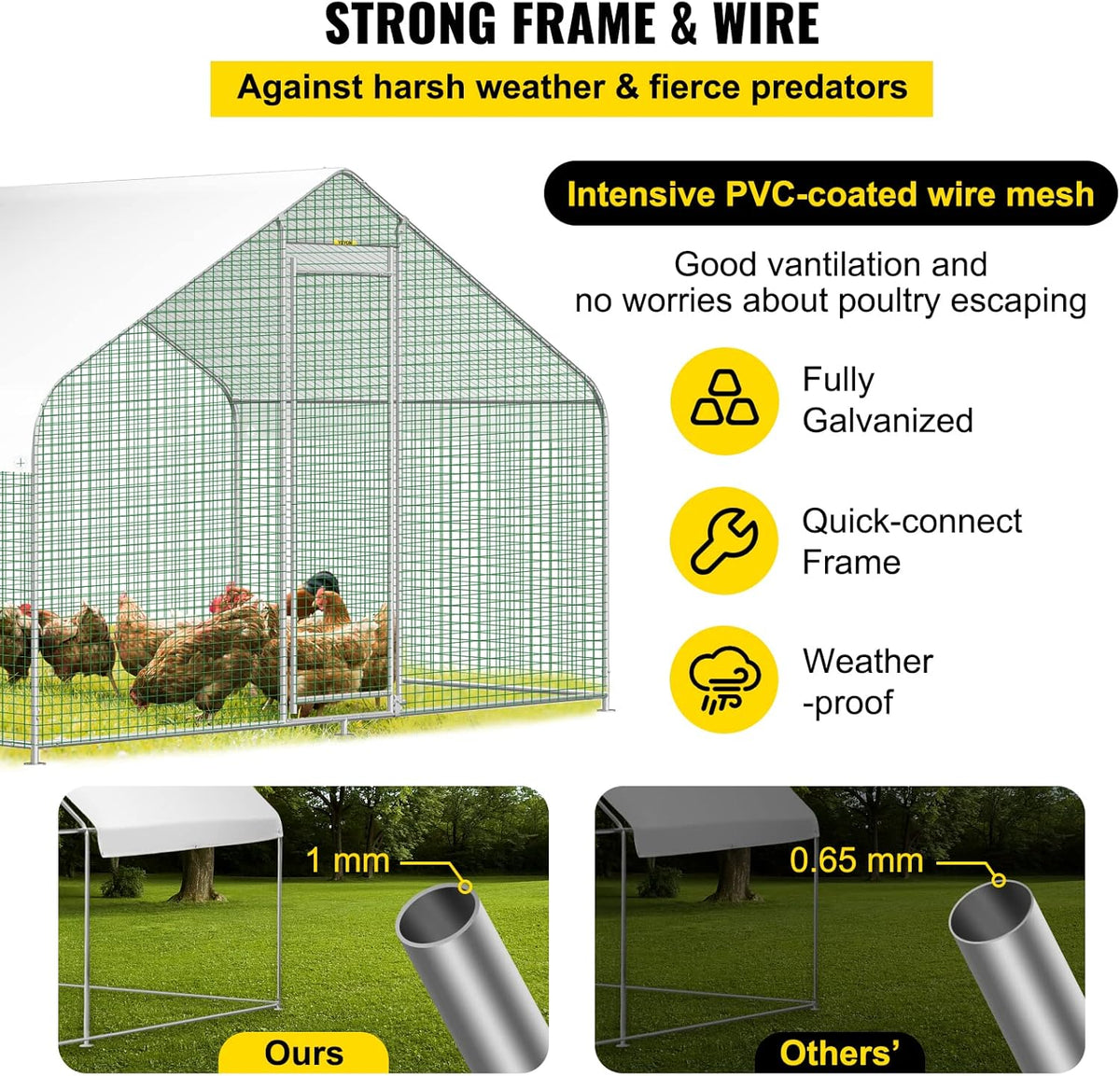 Large Metal Walk-in Chicken Coop with Waterproof Cover Y3337