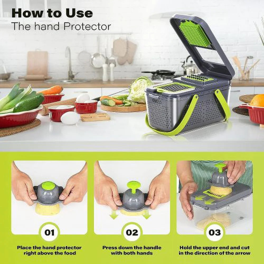 22-in-1 Vegetable Chopper with Container and 13 Blades U8296