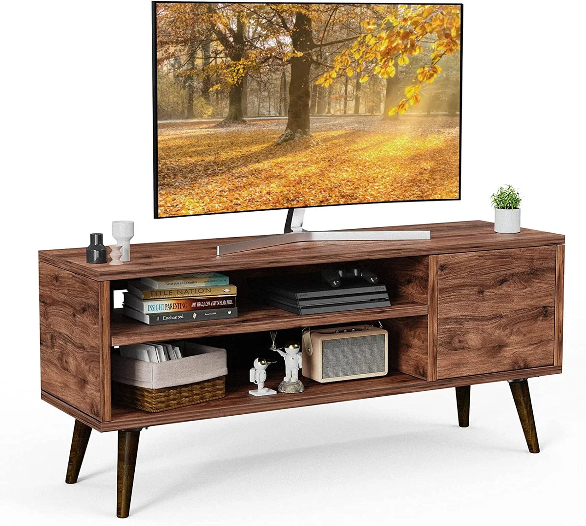 Walnut TV Stand with Storage Cabinet for TVs up to 55 inch M278866