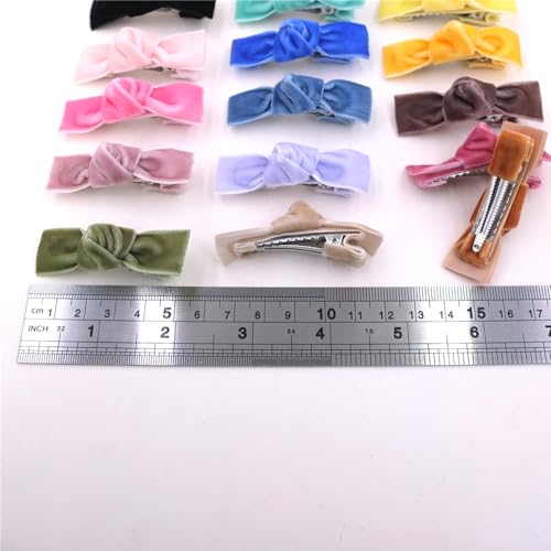 24 Pieces Velvet Bow Hair Clips R238