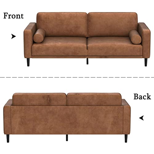 Brown Faux Leather 3-Seat Sofa Y935