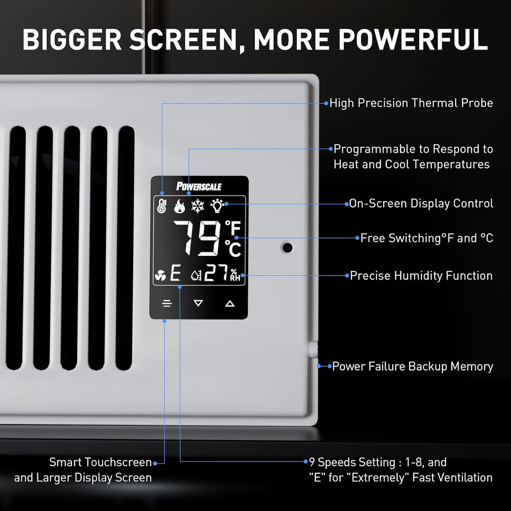 Smart Vent & Quiet Air Booster Register Fan with Humidity Sensor D528