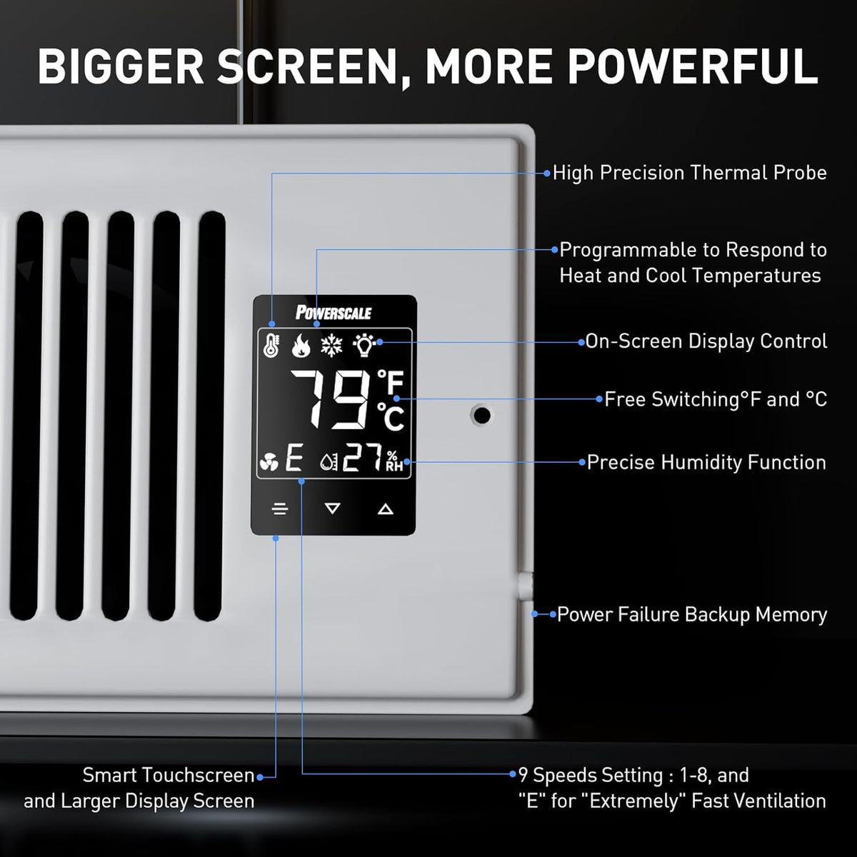 Smart Vent & Quiet Air Booster Register Fan with Humidity Sensor D528