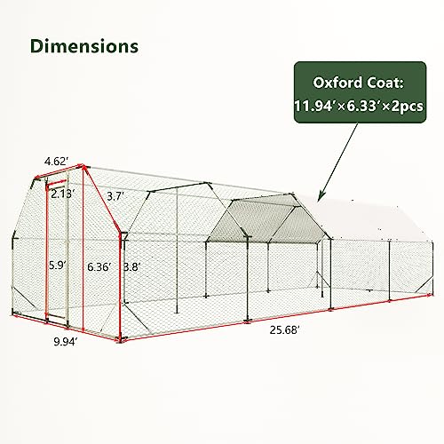 Large Metal Walk-in Chicken Coop with Waterproof Cover N453499