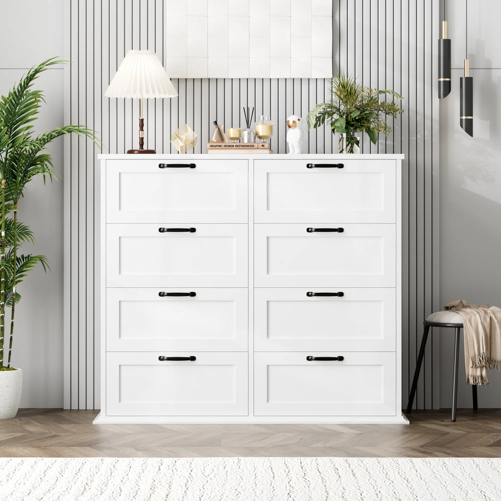 White 8 Drawer Wood Dresser F8523