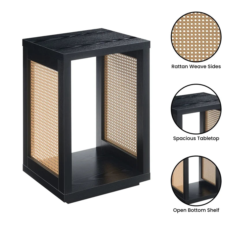 Black Wood End Table with Shelf K668544