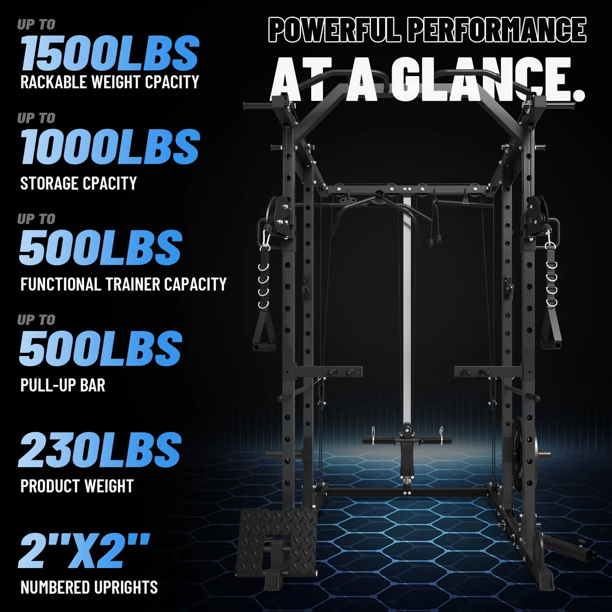 Power Rack Cage with Cable Crossover Machine A18007