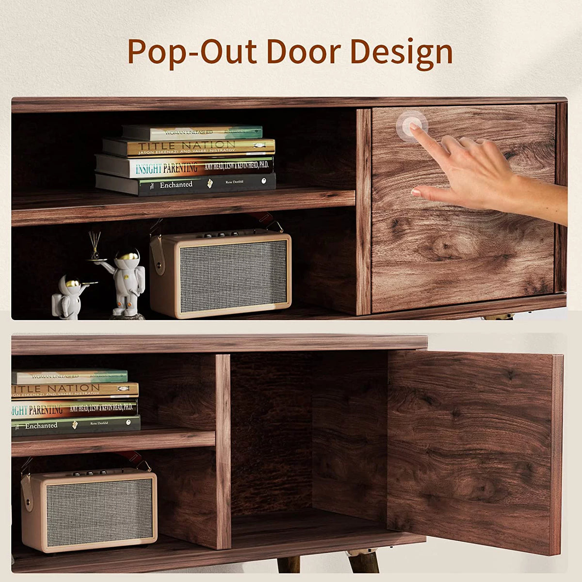 Walnut TV Stand with Storage Cabinet for TVs up to 55 inch M278866