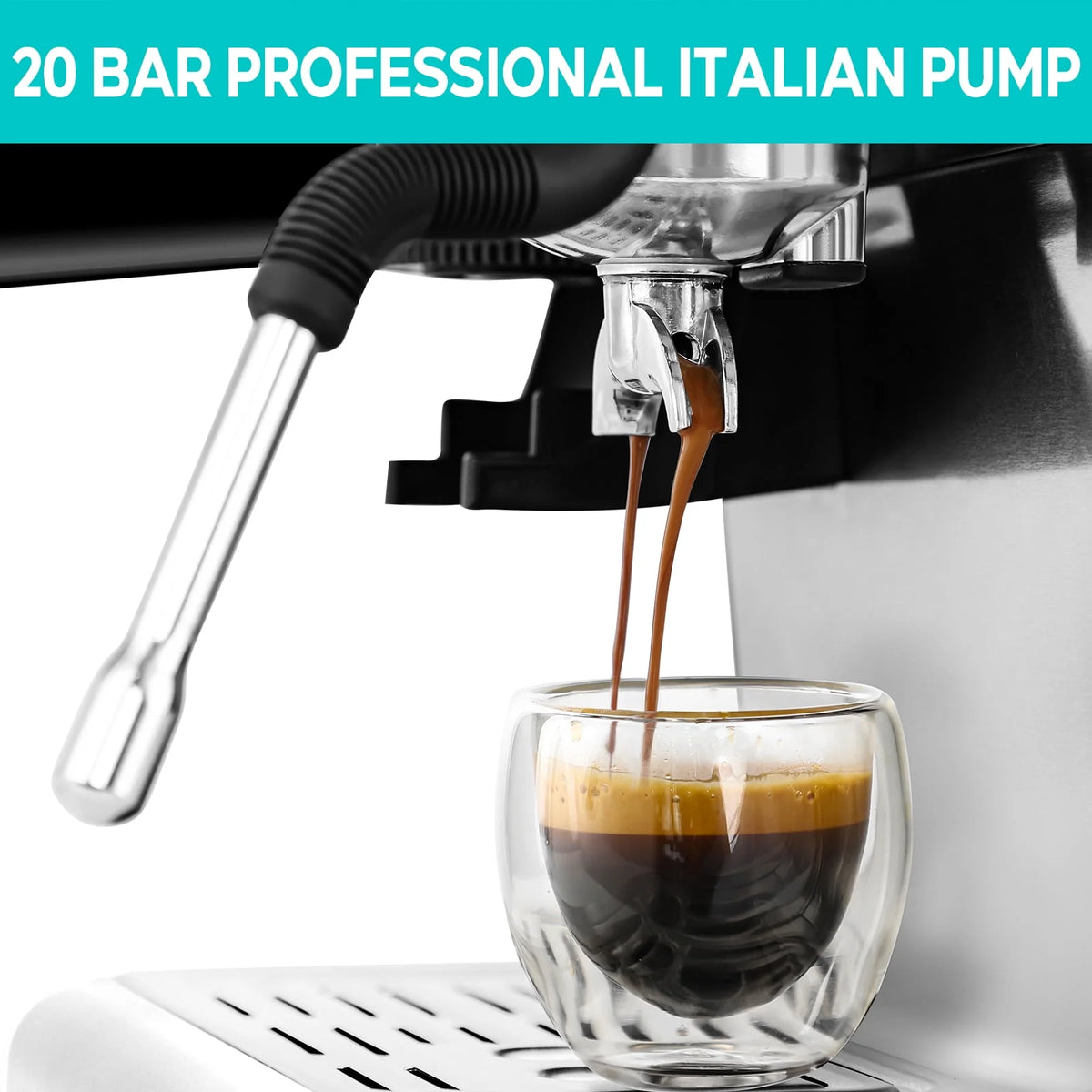 20 Bar Espresso Machine with Grinder and 92oz Water Tank N539125