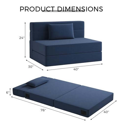 Convertible Folding Sofa Bed Twin Size 4 in 1 Sleeper Chair with Pillow Linen Fabric Memory Foam C8974