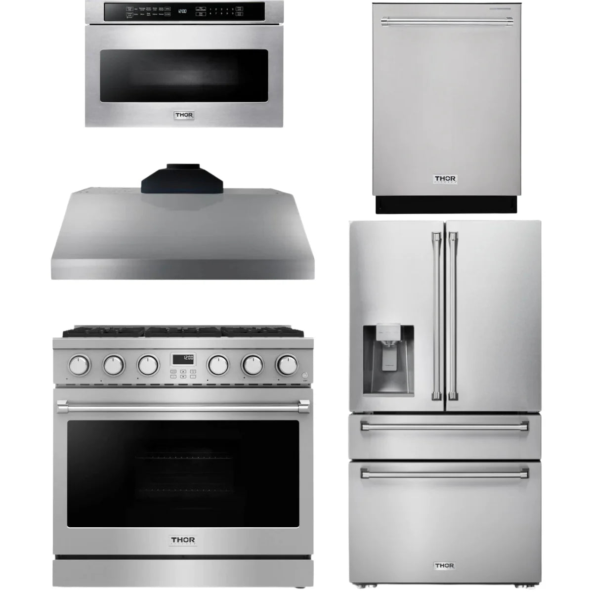 36 Gas Range, Range Hood, Refrigerator, Dishwasher and Microwave X50051