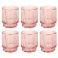 Blush Pink Ribbed Glass Votive Candle Holders, Pack of 6 A873